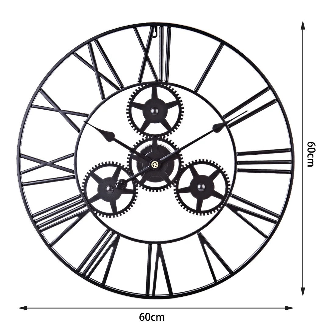24 дюйма 60 см кованые полые шестерни бесшумные настенные часы римские цифры