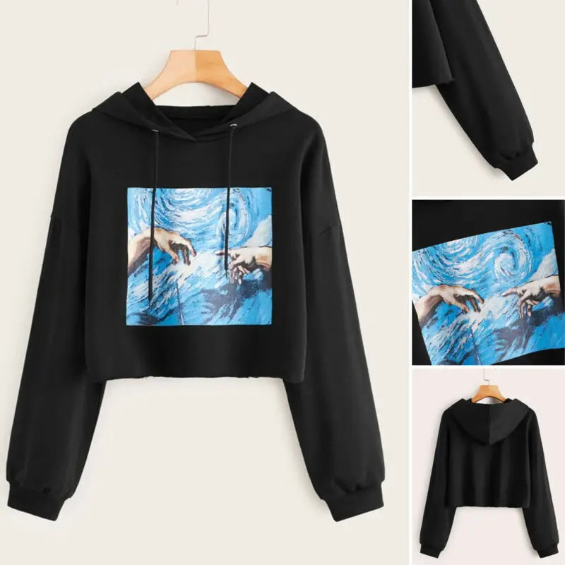 Harajuku модная Женская толстовка с графическим принтом пуловер джемпер