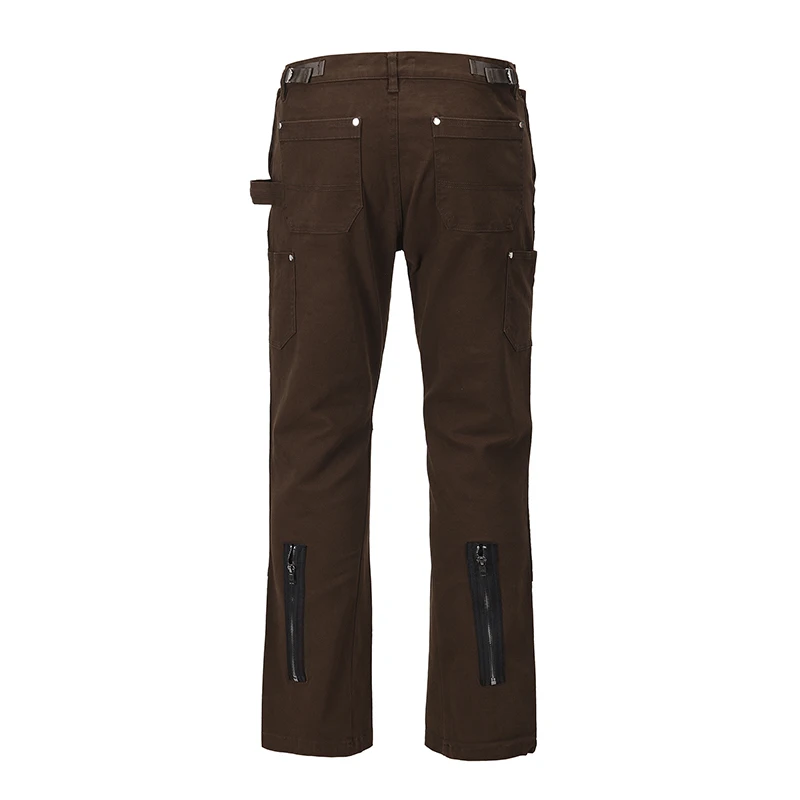 

Back Ankle Zipper Spliced Straight Flare Pants Mens High Street Washed Retro Loose Casual Jeans Hip Hop Denim Trousers