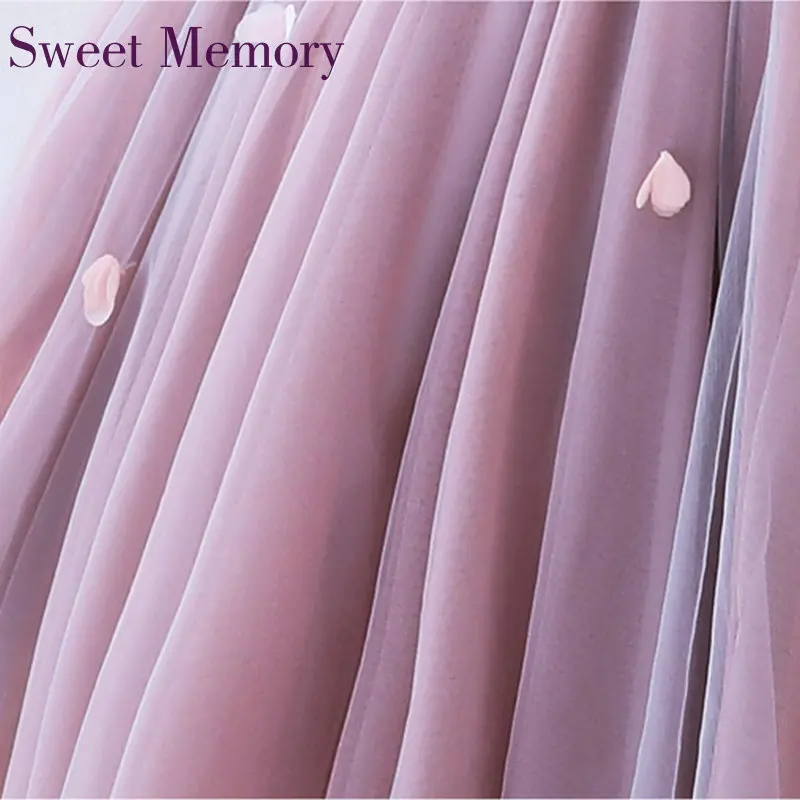 

M058 Sweet Memory Women Vestido De Festa Short Prom Dresses Lace Up Tulle Appliques Beading Wedding Party Gowns Wholesale