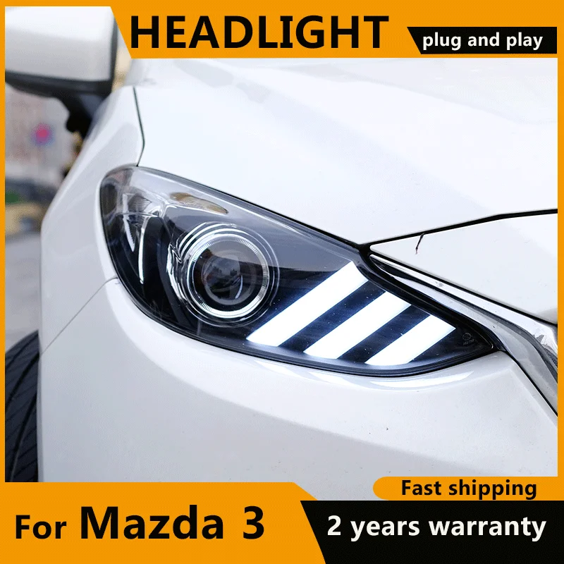 Araba Styling için Mazda 3 LED farlar 2014-2019 Mazda3 Axela LED DRL Lens çift kiriş H7 HID Xenon sarı dinamik dönüş sinyali