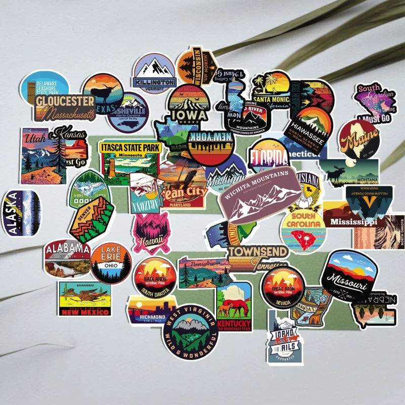 

50pcs State Geographic Park cartoon waterproof Stickers For Suitcase Skateboard Laptop Luggage Fridge Phone DIY Decal Sticker