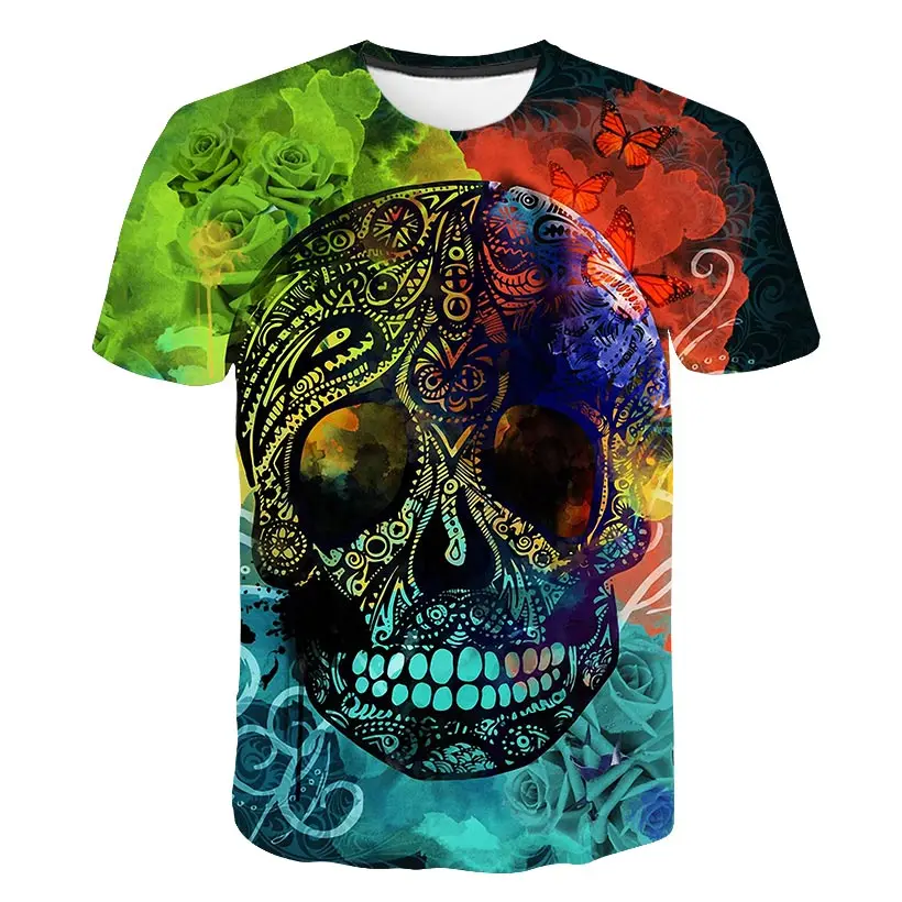

Fashion Rock Men's T-Shirt 2020 Summer Latest Gothic Punk Tshirt 3D Printe Skull O-Neck Best-Selling Short Sleeve Breathable top