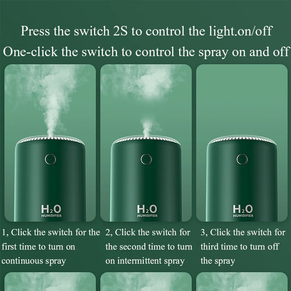 

USB air Humidifier for Home office 370ml Ultrasonic Water Mist Maker Fogger Diffuser with LED Night Light Aroma Humidificador