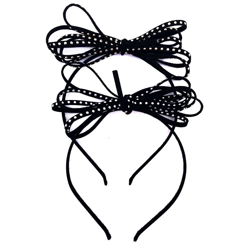 Кожаные повязки на голову с бантом и заклепками для детей детские летние