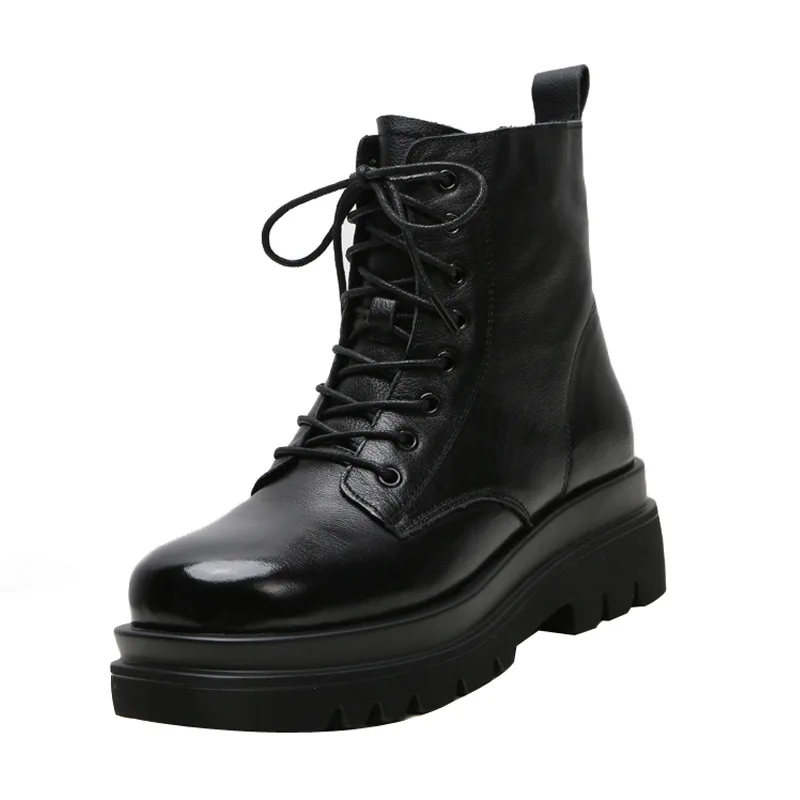 

Британский тренд; Дизайнерские женские ботинки «Челси» на толстой подошве; Женская обувь на платформе, увеличивающая рост, из спилка, с пере...