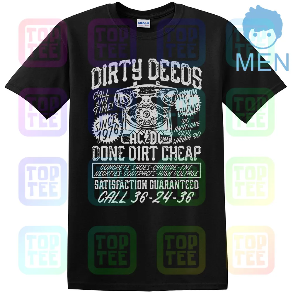 AC/DC Dirty deades Dirt дешево взрослая футболка тяжелый металл музыка - Цвет: MEN-BLACK
