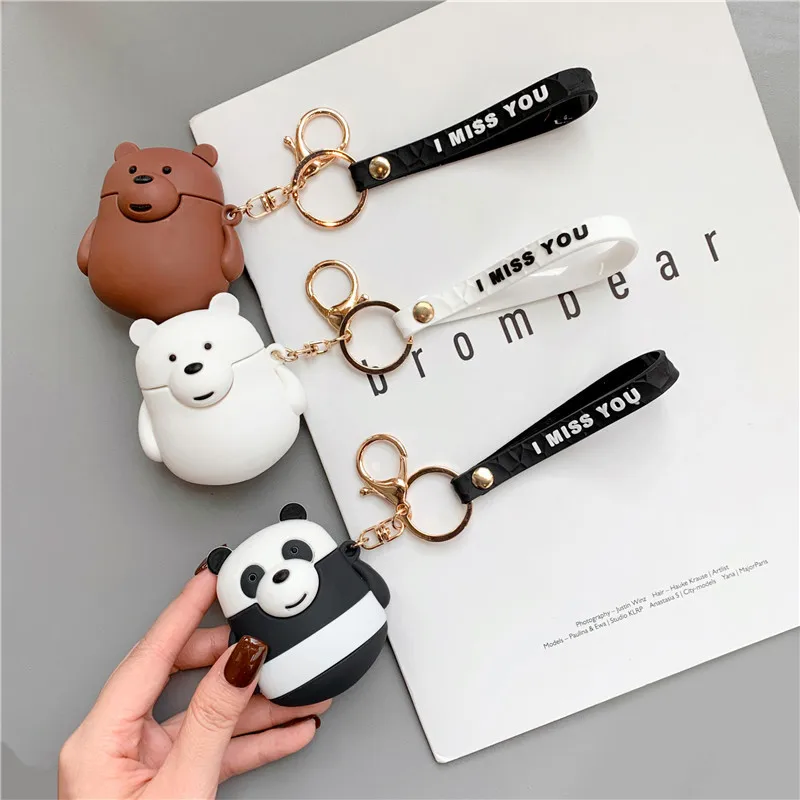 Чехол для AirPod 2 мягкий силиконовый чехол с 3D медведем пандой мультяшным | Отзывы и видеообзор