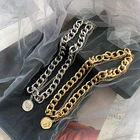 Винтажная многослойная цепочка-чокер для женщин, ожерелье золотистого и серебристого цвета, массивная цепочка с портретом, подарочное Ювелирное Украшение
