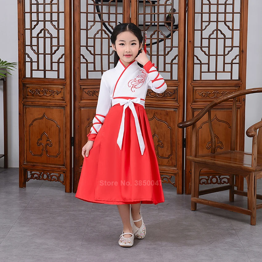 Китайская традиционная одежда Hanfu для детей маленьких мальчиков и девочек с
