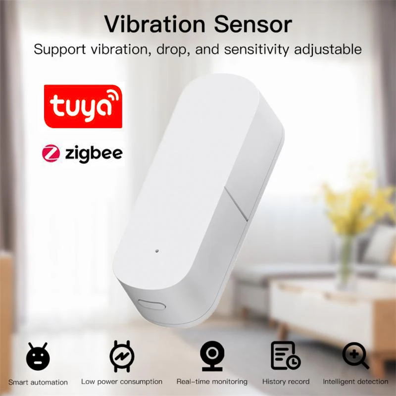 

Датчик вибрации Tuya Smart Zigbee, устройство для отслеживания движения с дистанционным управлением, работает с приложением