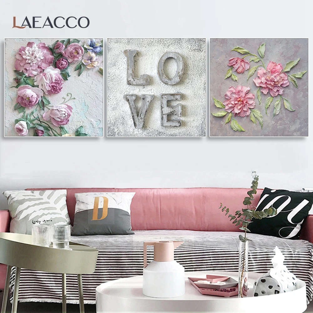 Постер Laeacco с абстрактными цветами любви скандинавские украшения Картина на