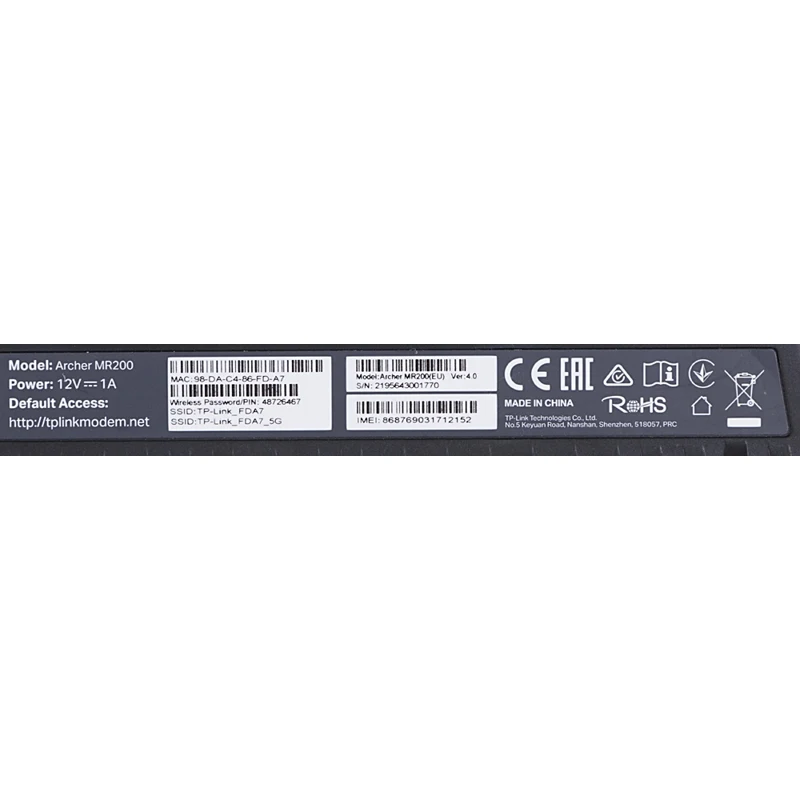 Wireless Router TP-Link Archer mr200 AC750 10/100BASE-TX/4G Black | Компьютеры и офис
