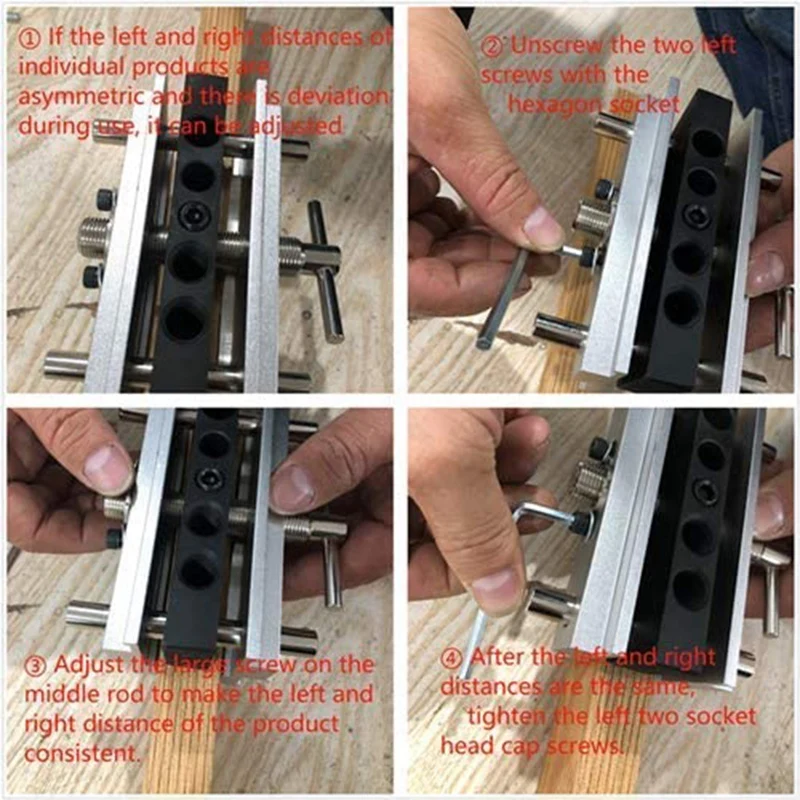 

Woodworking Positioning Automatic Centering Fixture Set Durable Positioning Tool Hole Punch Pocket Hole Drill Set