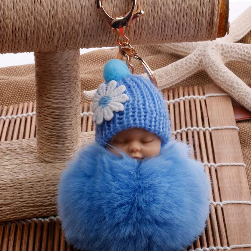 Kawaii Cute Baby Kid Flush Doll Soft Fluff Small Gift Present Keychain Key Ring Decoration Car Decoration for Women Girl's Bag (art.: 3a35c847404) - 3a35c847404