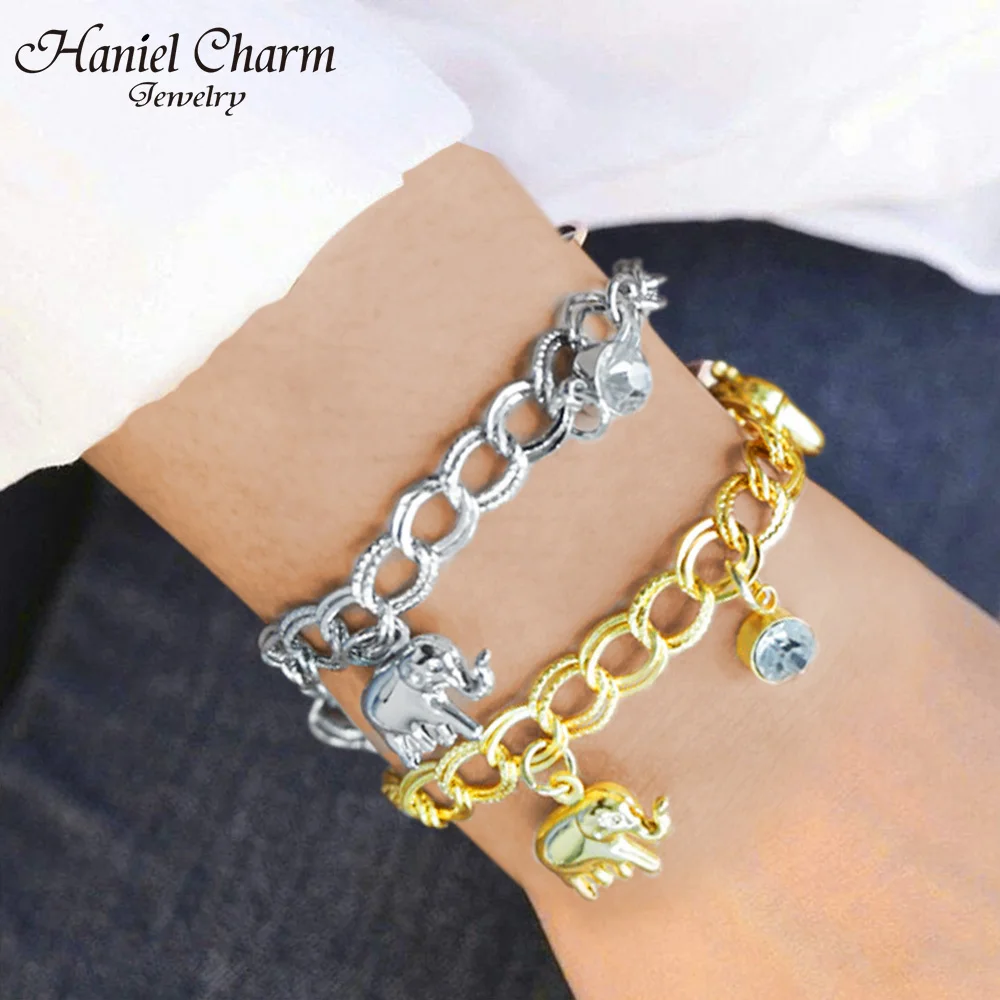 Счастливый Слон браслеты с бабочками животных звено цепи браслет женский из
