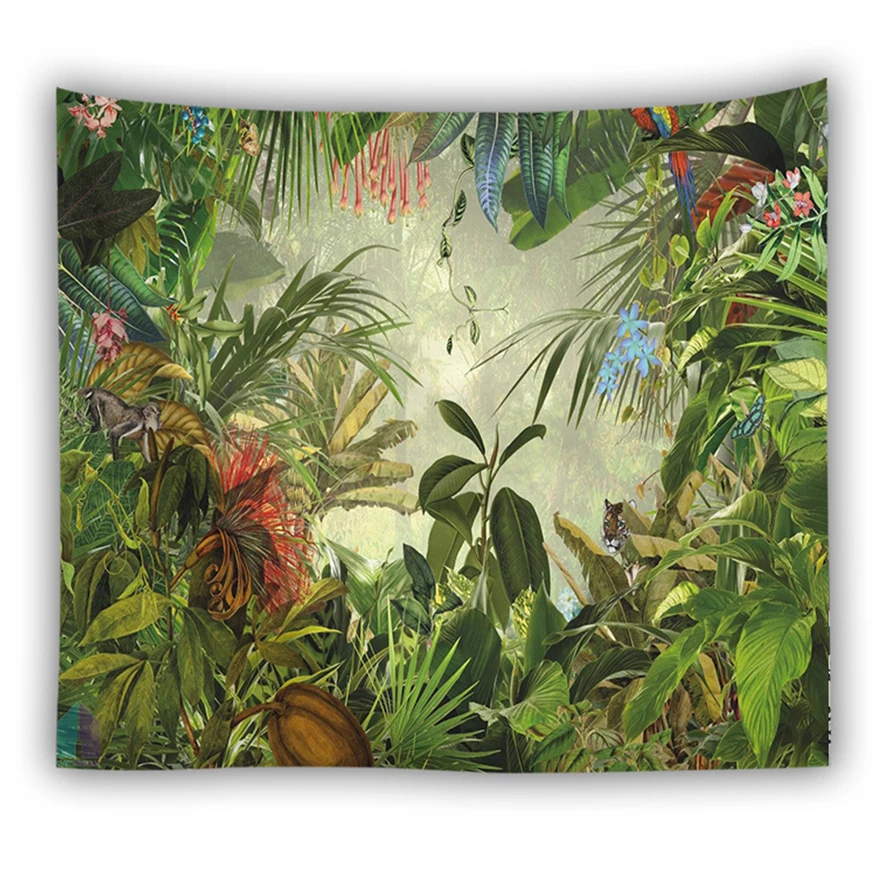 Настенный гобелен с изображением деревьев из пальмового гобелена тропическими