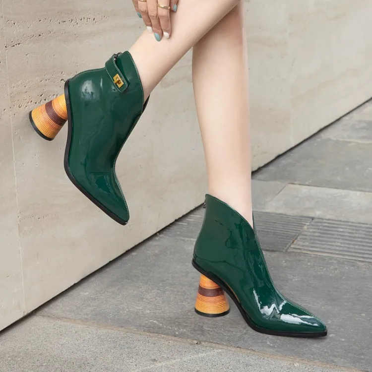

NORBERG 2020 new autumn and winter pointed toe fashion ankle boots high heel full cow leather boots women shoes white boots