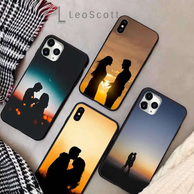 

Couple sweet back view sunset Phone Case for iPhone 11 12 pro XS MAX 8 7 6 6S Plus X 5S SE 2020 XR Soft silicone cover