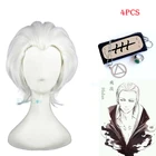 Повязка на голову с белым коротким париком для косплея Идан из аниме боруто, кольцо, ожерелье, реквизит ниндзя, термостойкие волосы, с шапочкой, для взрослых