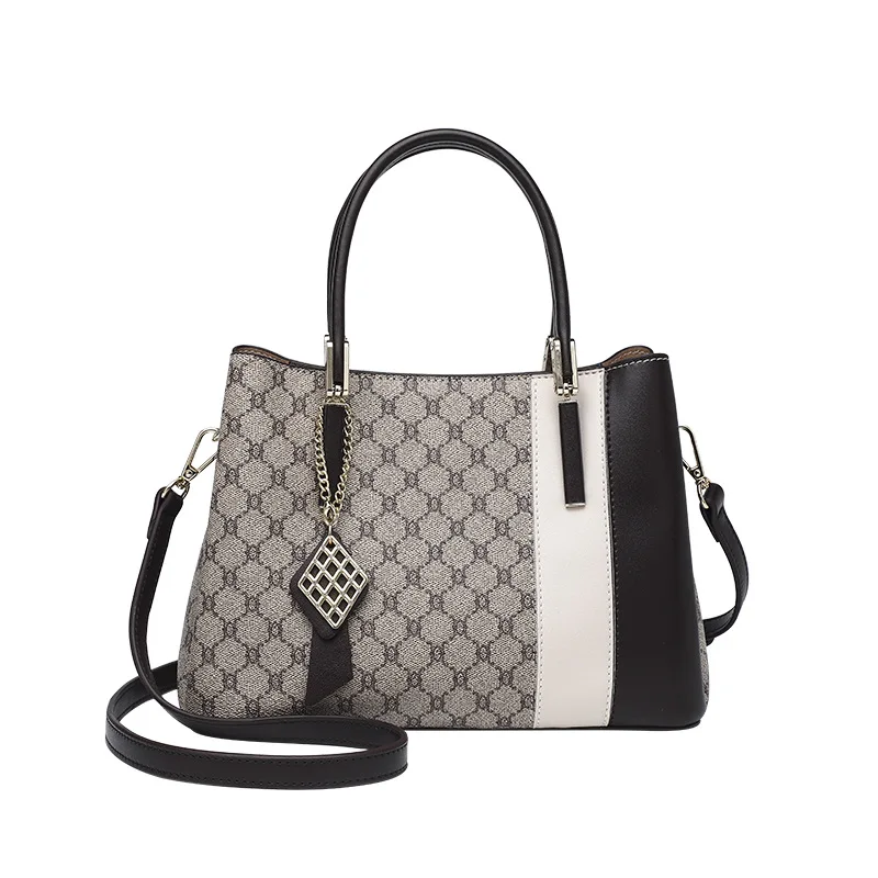 

100% Genuine Leather High-end Printing Stitching Handbag Luxury Brand Retro Fashion All-match Single Shoulder Messenger Tote Bag