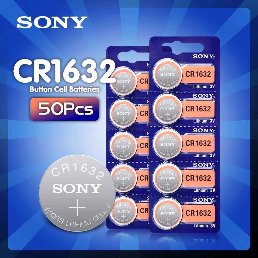 SONY оригинальный 3 в CR1632 кнопочный аккумулятор 50 шт. BR1632 DL1632 ECR1632 LM1632 литиевый
