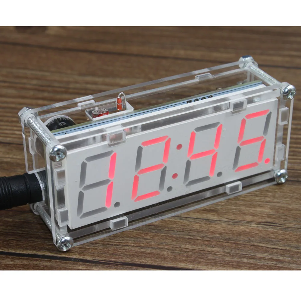 4-разрядный DIY светодиодный набор для электронных часов 0,8 дюймов цифровые часы-трубка с термометром почасовой сигнал Функция DIY Kit модуль