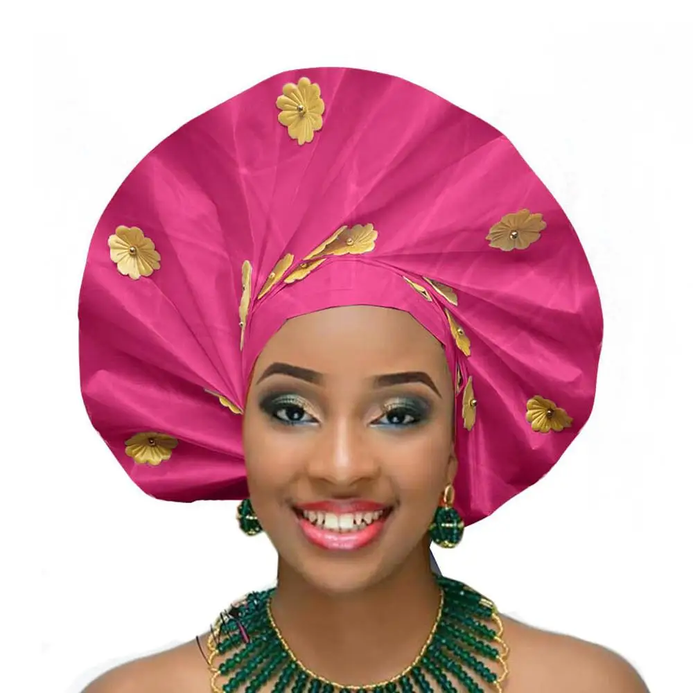 rose red Африканская sego головной убор новая чалма aso oke gele модные африканские головные уборы - Цвет: rose red