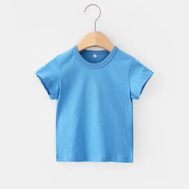

Hot-selling pure cotton short-sleeved T-shirt Korean style children's clothing top solid color sports bottoming shirt TZ55