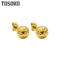 tosoko stainless steel jewelry tinfoil ball stud18 k gold colour lady simple and lovely earrings bsf489