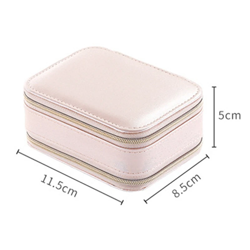 

Zipper Jewelry Storage Box Multifunctional Jewelry Organizer for Earring Ring Makeup Lipstick Double layer Travel Organizer