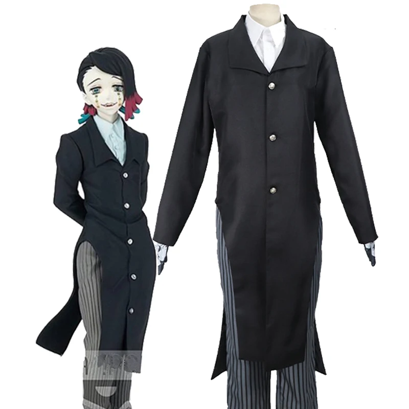 

Anime Demon Slayer Kimetsu no Yaiba Enmu Cosplay Full Set Costume With Gloves Men Women Halloween Cosplay Trench