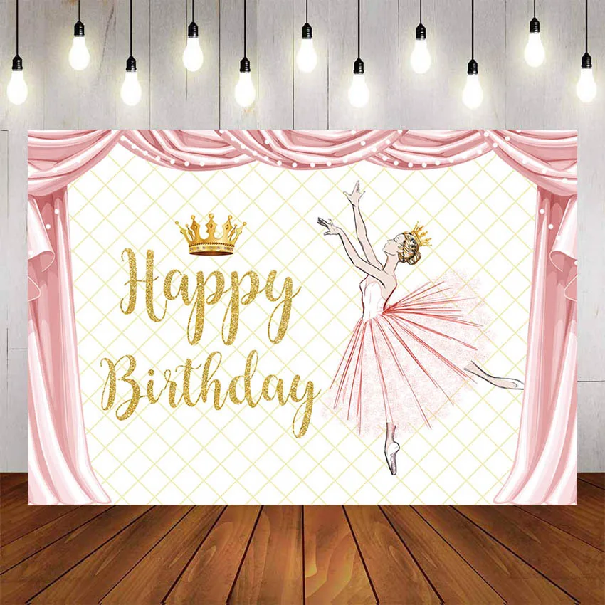 

Mehofond Photography Background Ballet Dancer Princess Pink Curtain Girl Children Birthday Party Backdrop Photo Studio Props
