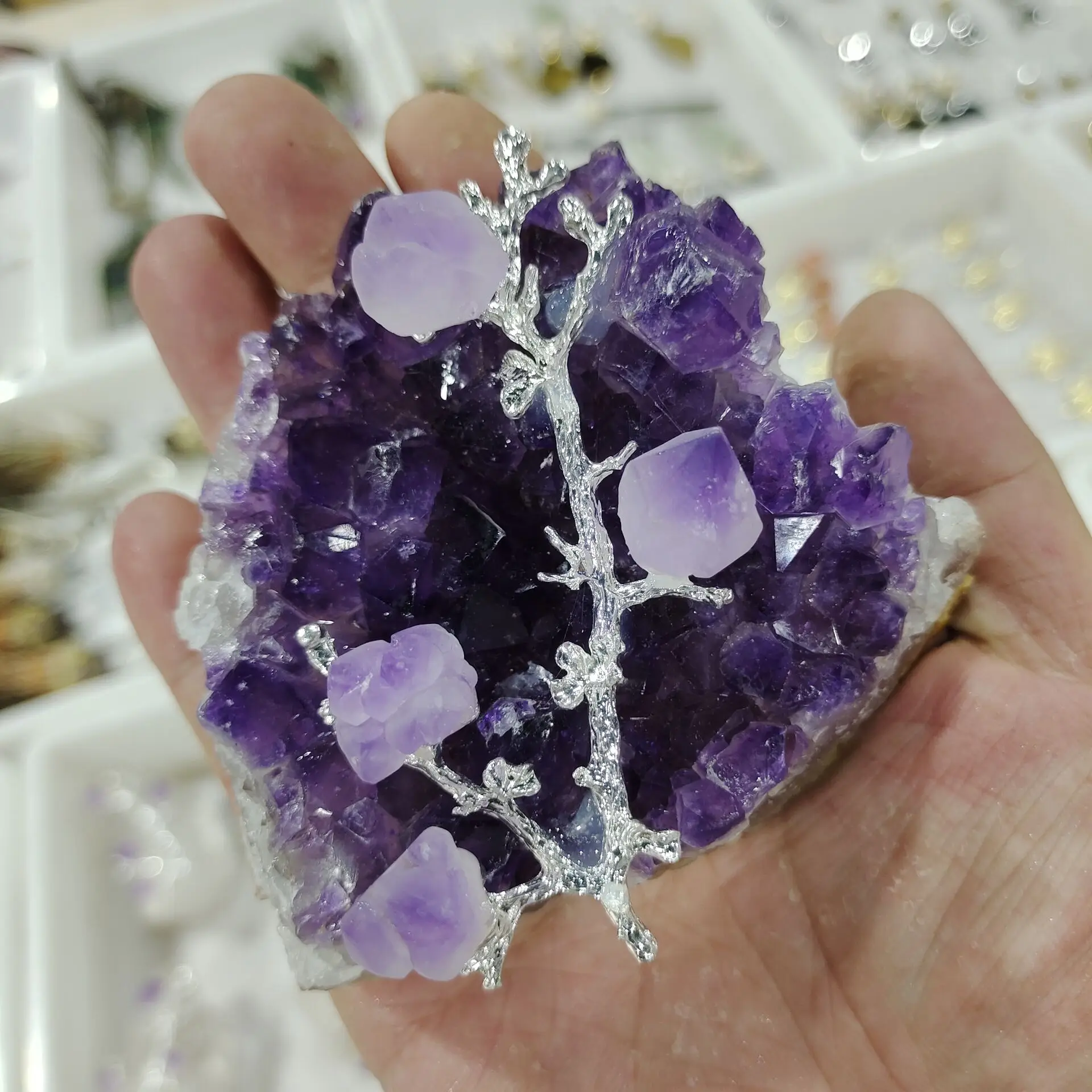

1pcs Natural Amethyst Geode Quartz Cluster Crystal Specimen Energy Healing