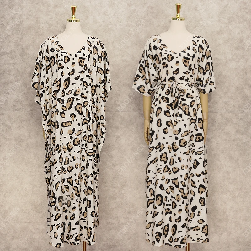 2021 пляжный кафтан бикини накидки богемный принт летнее платье миди Туника