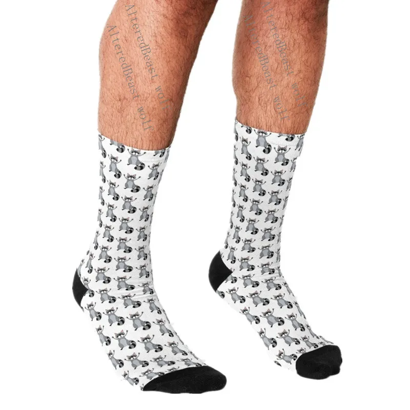 

Men's Funny socks Friendly Raccoon animal Socks harajuku Men Happy hip hop Novelty cute boys Crew Casual Crazy Socks for men