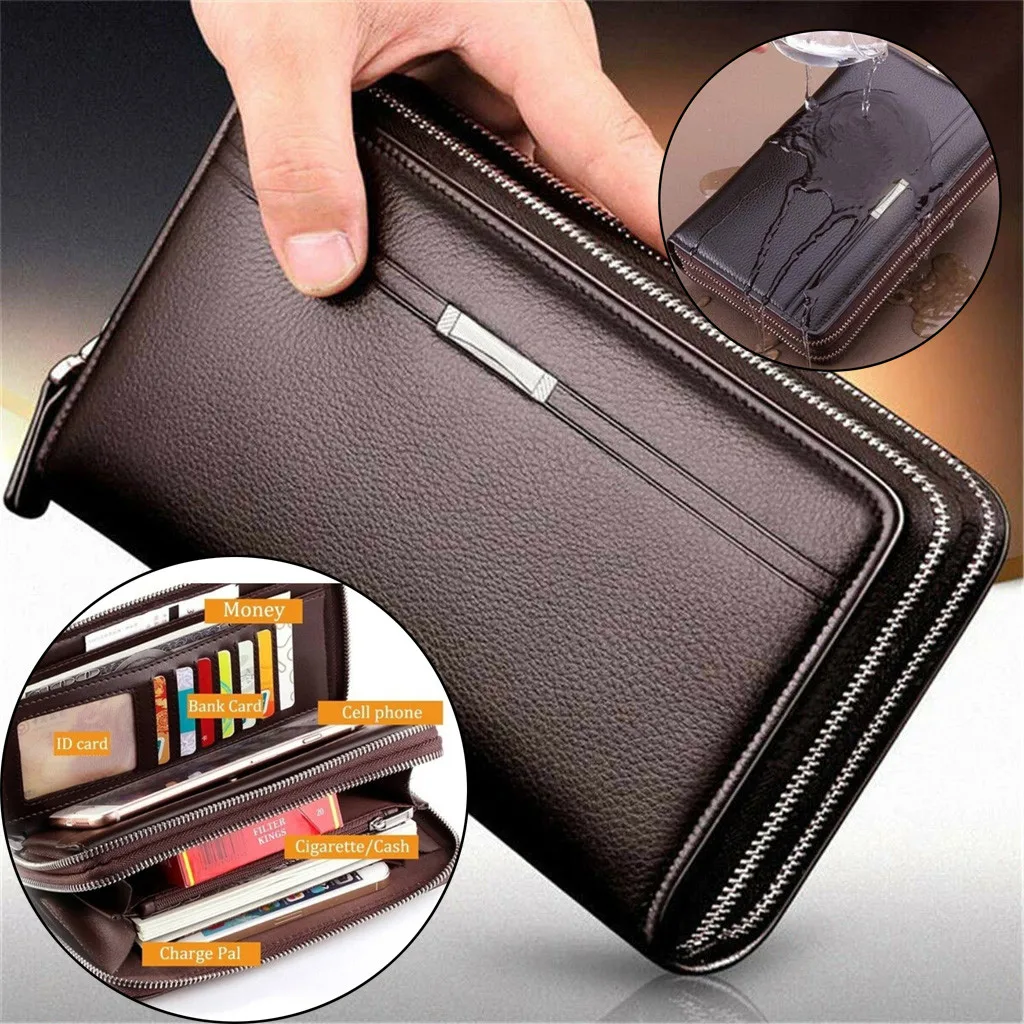 

Maison Fabre wallet male PU Leather long wallet Multi-function Bag Business Men Wallets Purse Hand Bag Zipper Large Card Holders