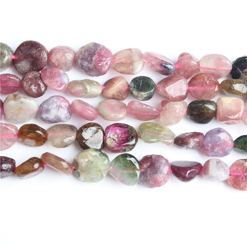 

Linxiang 8x10mm Natural irregular Colorful tourmaline loose beads, used for jewelry DIY Stone Bracelet Necklace