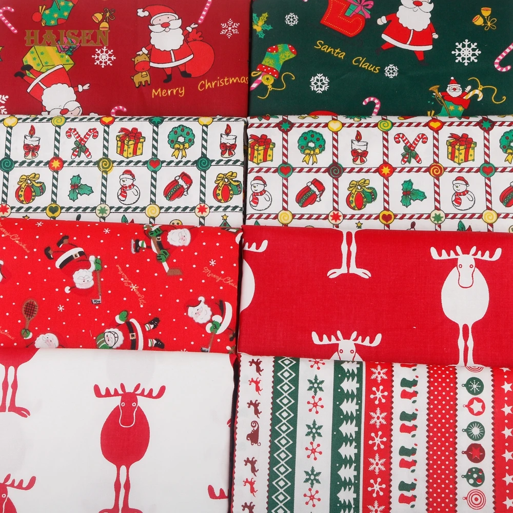 8 шт./лот Рождественская серия саржевая хлопчатобумажная ткань с принтом для