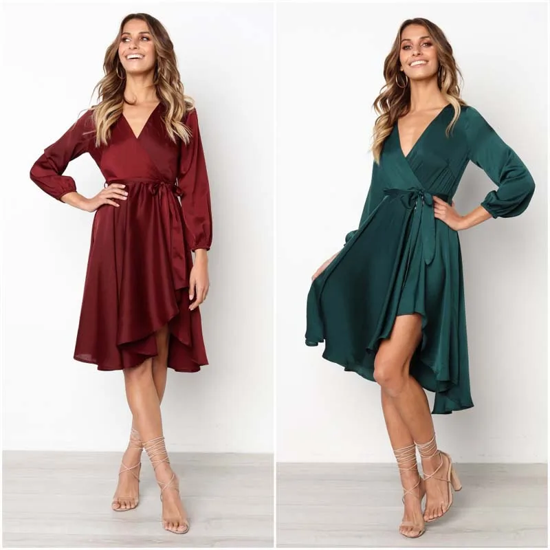 

Женское платье-рубашка с длинным рукавом, осенние длинные платья с принтом, свободный сарафан с отложным воротником, вечерние платья