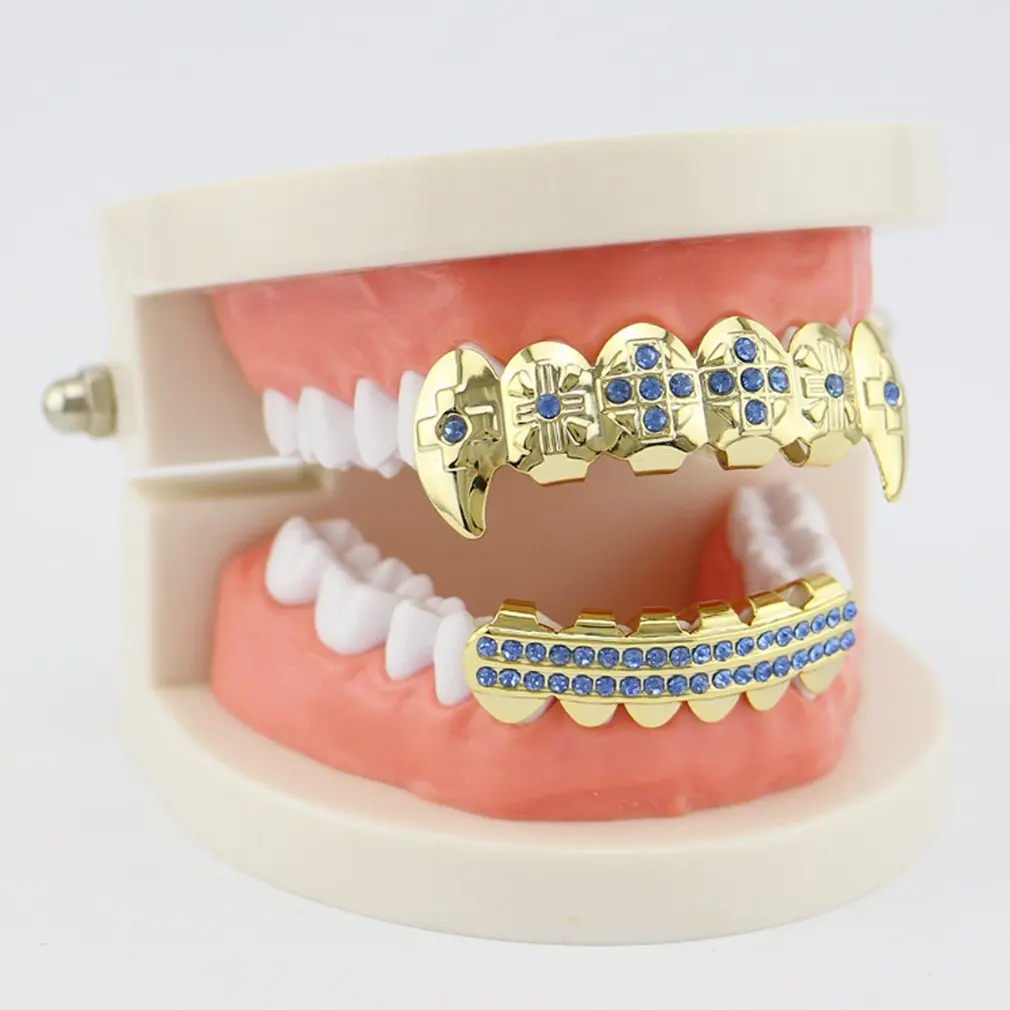 Золотые зубы хип-хоп верхние и нижние гриля Модные металлические | Украшения