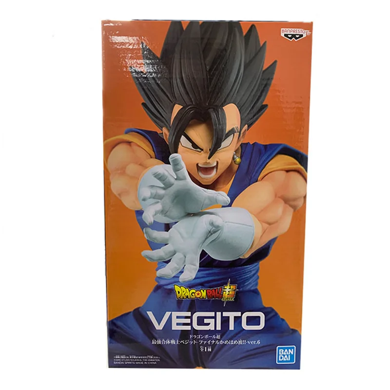

20CM Original Bandai Jingpin Dragon Ball Super Super Warrior Vegett Black Hair Turtle Qigong Model Toy Child's Birthday Gift