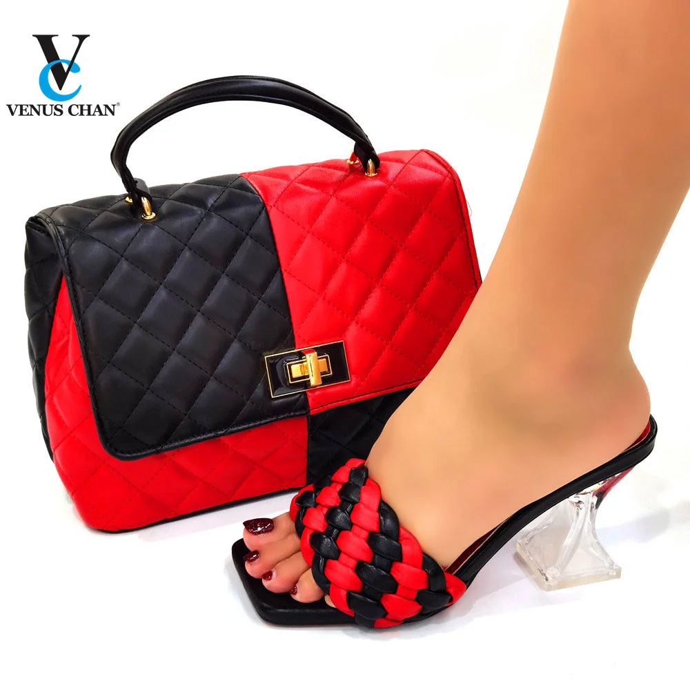 

Christmas Restriction New Arrivals Sweet Ladies Mathing Shoes and Bag Red Set For Party Decorate with Rhiinestone for Party