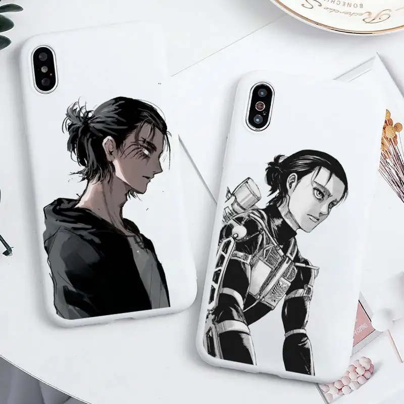 

Anime Japanese attack on Titan Phone Case Candy Color White for iPhone 11 pro XS MAX 8 7 6 6S Plus X 5S SE 2020 XR