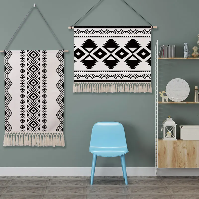 

Nordic Tapestry Art Simple Creative Geometry Bedside Tassel Tapestry Bedroom Decoracion Pared Home Decoration Accessories DA60GT