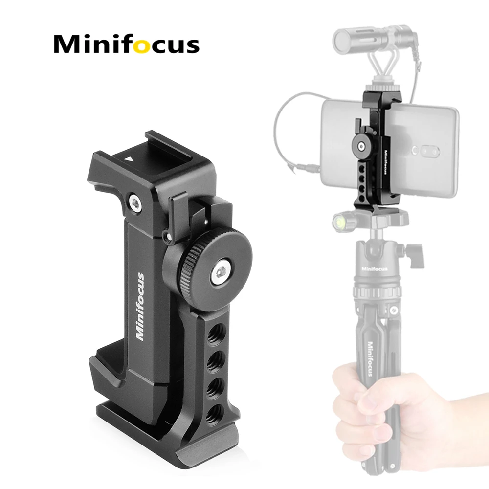 

Metal SmartPhone Tripod Mount with Cold Shoe Arca-Style Quick Release Plate for Mobile Cell Phone Vlogging Kit Video Holder Clip