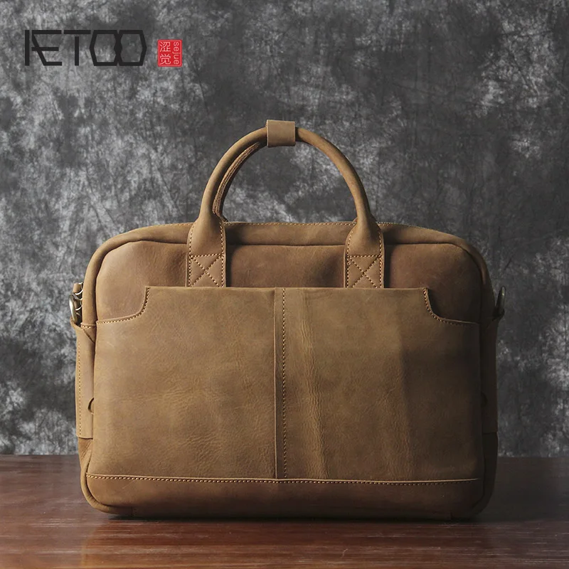 

AETOO мужские деловые кожаные сумки, мужские кожаные повседневные компьютерные сумки, кожаные сумки-мессенджеры