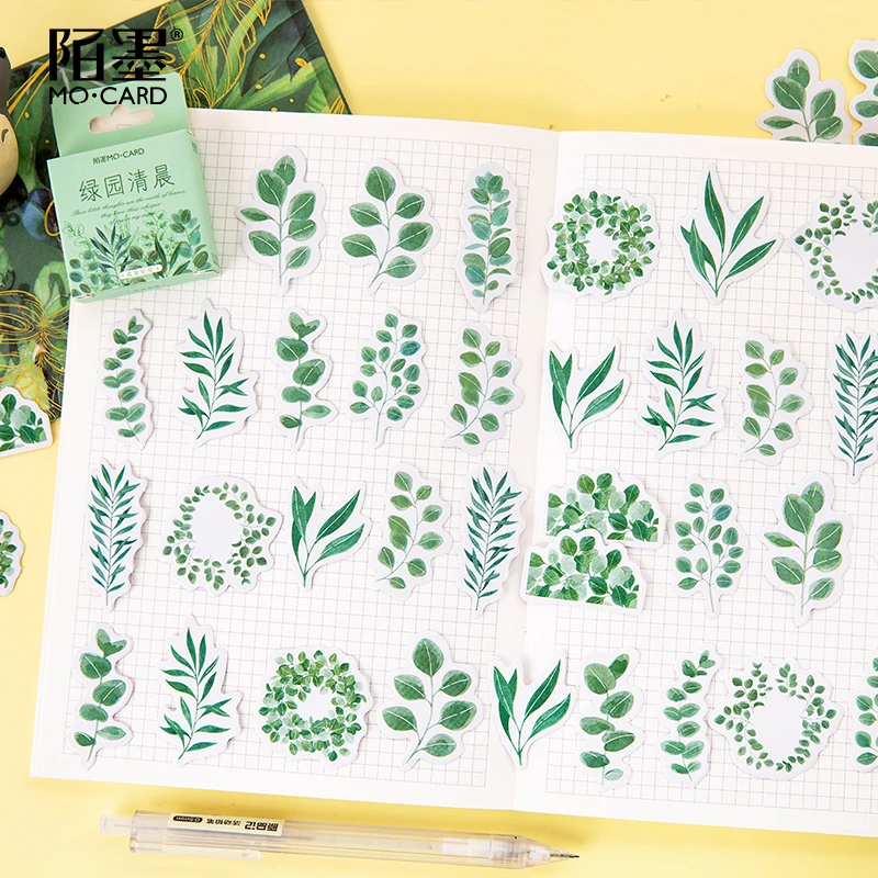 

45Pcs/box Creative Green Garden Plant Stickers Stationery Flakes Scrapbooking Material DIY Decorative Stickers Planner Supplies