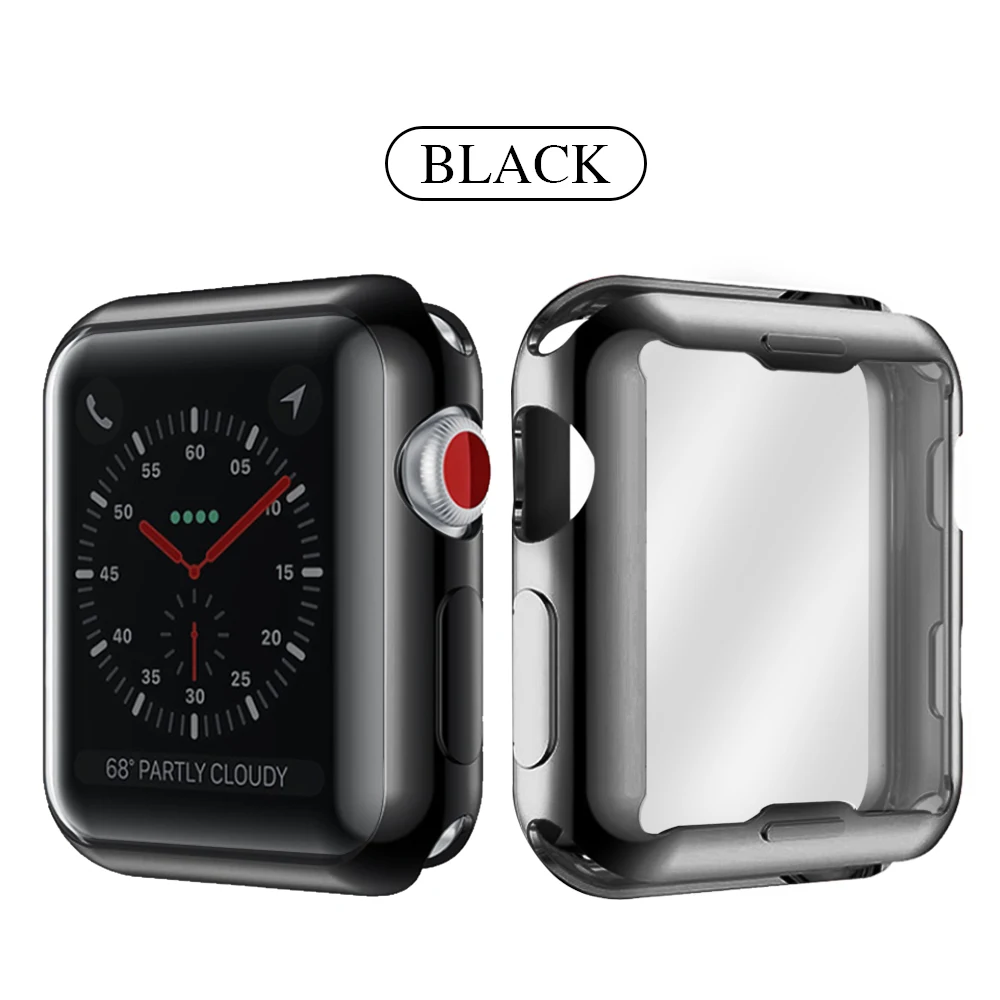Тонкий чехол для часов для Apple Watch корпус 5 4, версия 1, 2, 3, ремешок 42 мм, 38 мм, версия мягкий прозрачный TPU Экран протектор для наручных часов iWatch, 5, 4, 3, длина-44 мм, 40 мм аксессуары