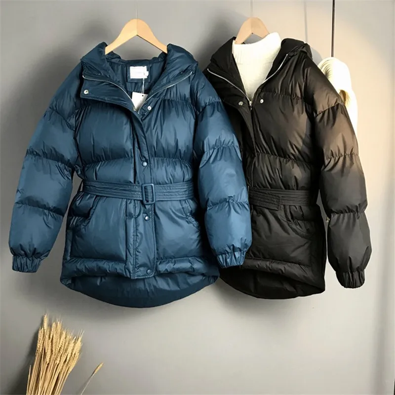 CRRIFLZ Новый пуховик с коротким регулируемым поясом пальто капюшоном простая